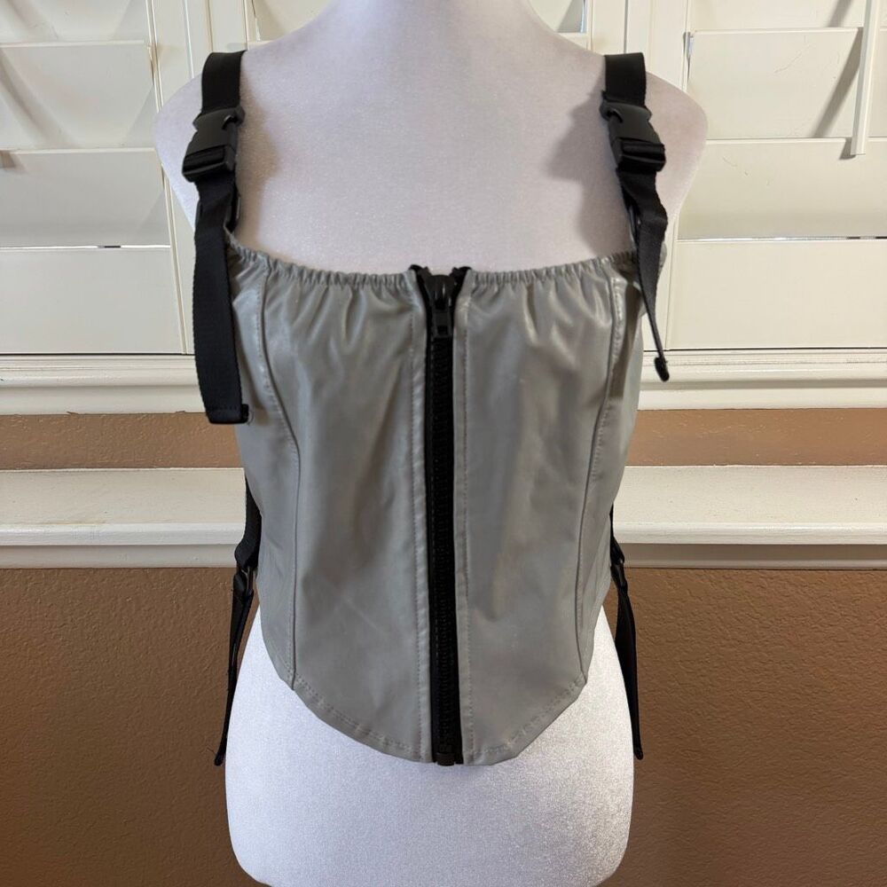 Dolls Kill Club Exx Utility Front Zip Corset Top Sz L Tactical Top Ravewear
